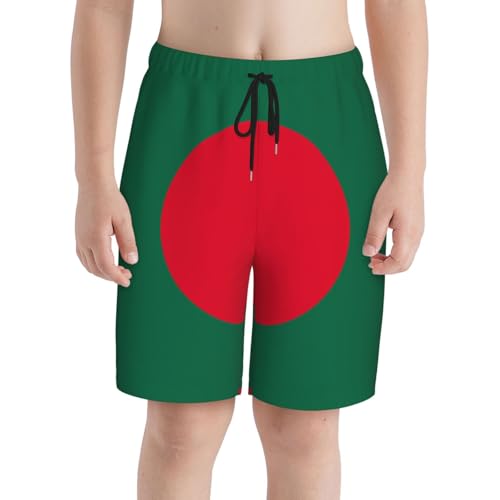 Flag of Bangladesh Youth Beach Pants, Soft and Breathable, with Drawstring Waist, Suitable for Sports and Leisure.3