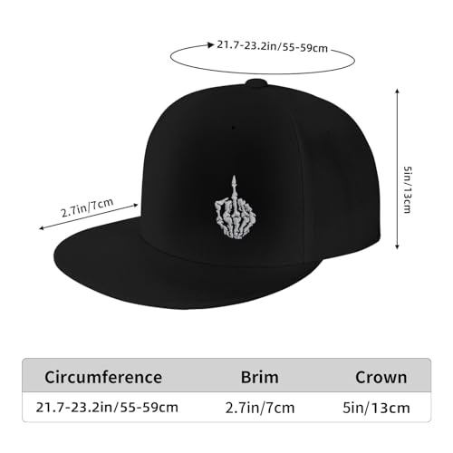 Image of Skeleton Hand Shows Horned Hand Embroidery Skull Finger Rock Baseball Cap Adjustable Snapback Roll Unisex Cool Hat