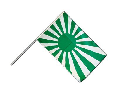 Drapeau vert et blanc 60x90cm sur hampe pour supporter