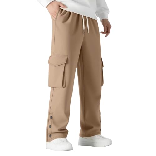 Pantalon cargo homme élastique avec poches multiples et cordon