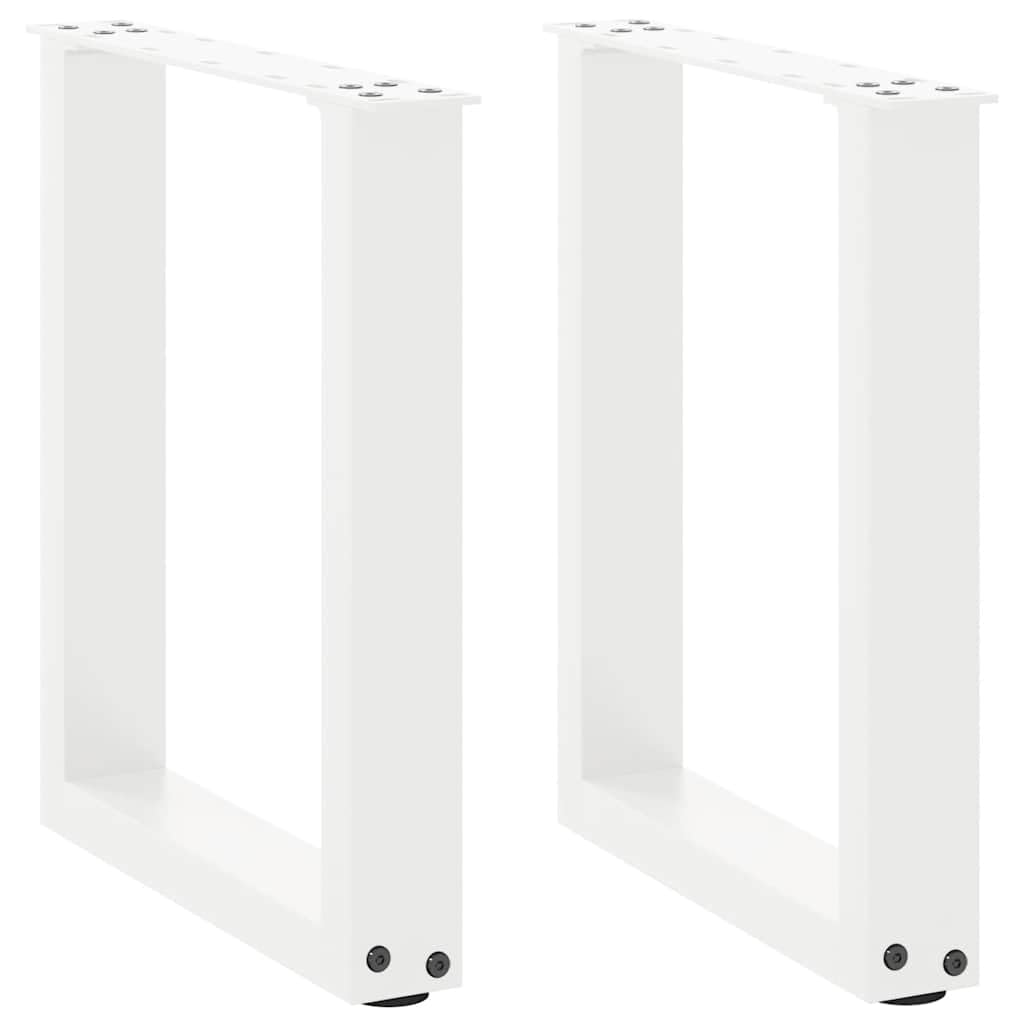 SXZenSpace Coffee Table Legs U-Shaped White 38x42-43 cm Powder-Coated Steel Set of 2 with Adjustable Feet Modern Heavy-Duty Design for Living Room, Office and Bedroom