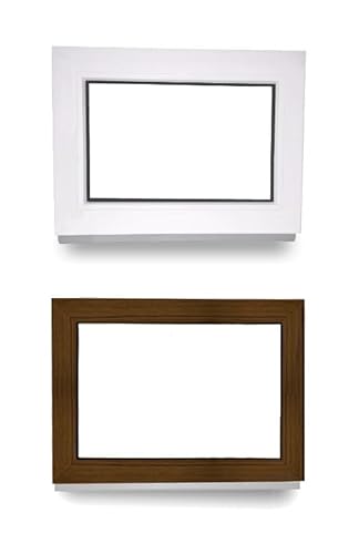 Kunststofffenster - Festverglasung - Fenster - innen weiß/außen nussbaum - BxH: 75 x 65 cm - 750 x 650 mm - 2 fach Verglasung - 60 mm Profil