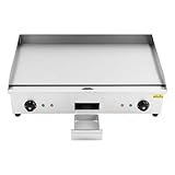 Kommerzieller Elektrischer Grill 4.4KW Elektrische Grillplatte Einstellbare Temperatur 50-300°C Tischgrill Griddleplatte für Gebratene Eier, Pfannkuchen,Gegrilltes Fleisch