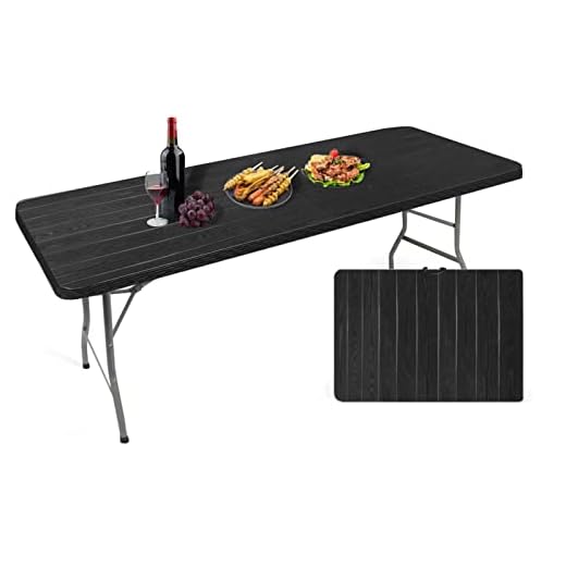 IZTOSS Table Pliante Rectangulaire en Aspect Rotin - Table de Jardin 8 Personnes L181 x l75.5 x H73cm - Table Camping Exterieur pour Jardin Terrasse et Balcon (1xTable)