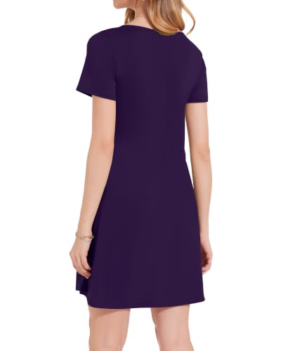 Image of JOLIGAL Summer Dresses for Women Casual Short Sleeve Sundress Scoop Neck Beach T Shirt Dress with Pockets 2026