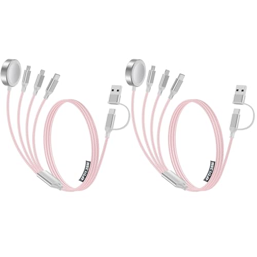 Image of Travel Essentials,2 Pack Multi Charging Cable for Apple Watch Charger /iPhone /Samsung Charger,Type C /Lightning /iWatch /Micro Charging Cable for iWatch Ultra /10-2 /iPhone /Galaxy /Airpods[1.8M]