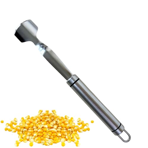 トウモロコシ皮むき器,とうもろこし剥き器 ステンレス鋼 - 手動コーンカッター 握りやすいグリップ 家庭用 業務用