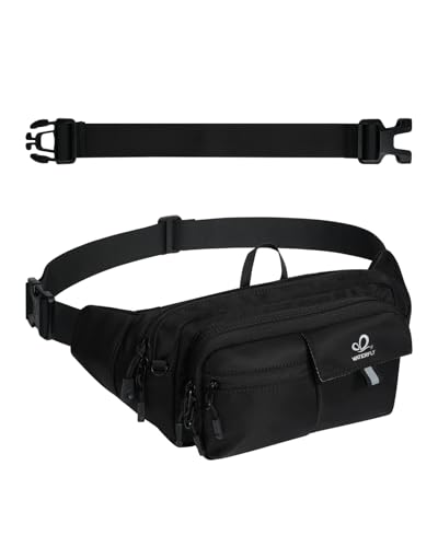 WATERFLY Fanny Pack Waist Bag: 3L Waist Pack with Anti-Theft RFID Blocking 9 Pockets & Adjustable Belt Water Resistant Hip Pack for Women Men Travel Hiking Running