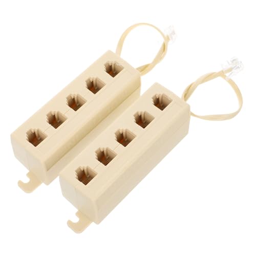 balacoo 2-Pack 5-Way Phone Splitter Adapter 6p4c Landline Splitter Telephone Accessory for Multiple Devices