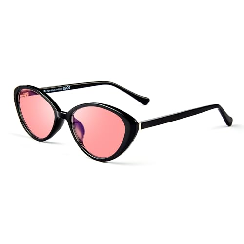 Image of Fluorescent-41 Pink Tinted Blue Light Blocking Glasses for Migraine, Light Sensitivity, Photophobia JF5002