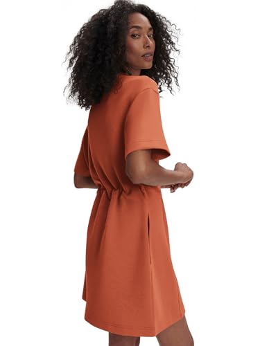Image of COCOMARTS Dresses for Women Summer Short Sleeve Crew Neck Sweatshirt Dress Drawstring Waist Tunic Tops Mini Vacation Sundress