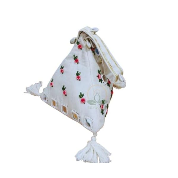DYOMNIZY Handmade Mirror Work Potli Bag for Women | Elegant Party & Bridal Silk Pouch | Traditional Embroidery Purse with Handwork | Perfect for Lehenga Choli Matching & Festive Occasions