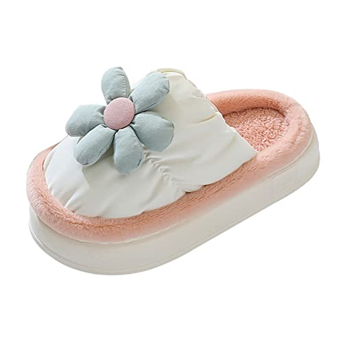 RTPR Pantuflas planas cómodas zapatillas para exterior interior par mujer invierno interior hogar grueso piso grueso impermeable y cálido antideslizante zapatillas de algodón para mujer zapatos rojo