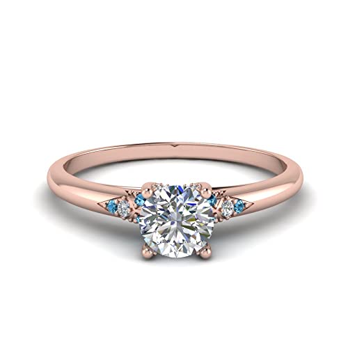 Image of Choose Your Gemstone Petite Dome Engagement Ring Rose Gold Plated Round Shape Petite Engagement Rings Everyday Jewelry Wedding Jewelry Handmade Gifts for Wife US Size 4 to 12