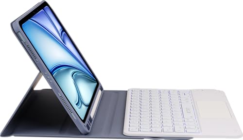 Image of RTSY Keyboard case for iPad Air 11 (M4 /M3 /M2) & iPad Air 5th /4th with Multi Touch Trackpad & 7-Colors Backlit, Magnetic Detachable Wireless Bluetooth (Lavender White)