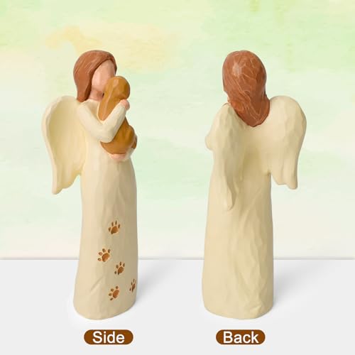 Cuayaes Hunde Engel Figur Geschenk für Hundebesitzer,Erinnerung Hund Geschenk Freundschaft Schutzengel Figur, Handbemalte Harz Hunde Deko für Frau Hundeliebhaber