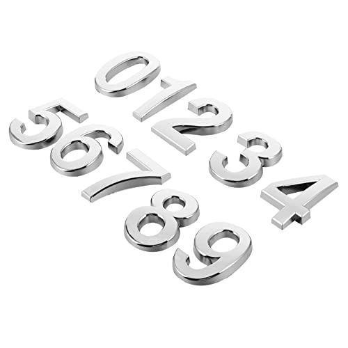 GETAJGHSD 3dハウスナンバー Abs電気メッキ加工ドアナンバー看板 立体弧状デザイン 住所番号ステッカー 飾り付け用 10個セット ホテルや住宅用ドアプレート