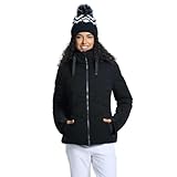 La Veste de ski Icepeak Ellwangen pour Femmes a les caractéristiques suivantes : La veste de ski Icepeak Ellwangen pour femme est une veste imperméable et respirante, idéale pour le ski.Spécifications : Coupe : regular fit Colonne d'eau : imperméable à l'eau et au vent jusqu'à 15 000 mm ; matériau déperlant Régulation de la température : respirabilité de 10 000 g/m²/24h Fermeture : fermeture éclair Poches : deux poches avant avec fermeture éclair, poche intérieure zippée, poche pour forfait sur la manche Capuche : amovible et ajustable Poignets : ajustables avec poignets intérieurs élastiques et passe-pouce Jupe pare-neige : avec bande silicone anti-dérapante Couleur : noir Matériau : 100%