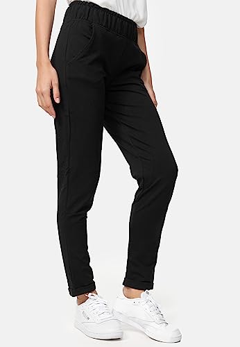 Nur Die Sweat-Hose Relax & Go sportliche Bequeme Freizeithose Stretch elastischer Bund verkürzte Länge Damen, schwarz, M