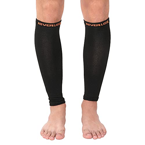 Image of NEVER LOSE Calf Compression Sleeves for Men & Women, Unisex. Shin Splint Leg Sleeves. Graduated Compression for Calf Strains, Shin Splints and Varicose Veins,Recovery & Prevention