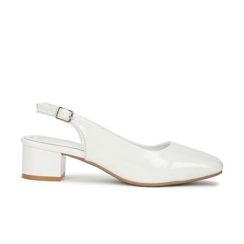 Image of Marc Loire Women Square Toe Solid Block Heel Pumps for Office, Party and Formal Wear