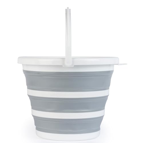 Beldray Collapsible Bucket - 10L Foldable Silicone Bucket, Sturdy Handle, Ideal for Travelling & Fishing, Space-Saving Design, Multi-Purpose Bin, Portable Home Cleaning, Camping, Water Basket, Grey
