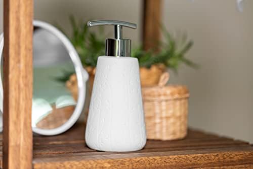 Wenko Flora Soap Dispenser, Ceramic, White, 8 x 8 x 16.5 cm
