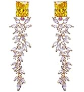 Wedding Dangle Earrings, Marquise Cubic Zirconia Crystal Chandelier Earrings for Brides, Bridesma...