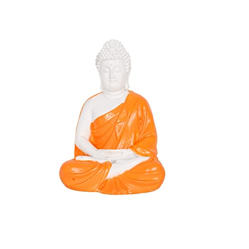 Image of Pot's & Plant's Pot's & Plant's Handcrafted Polymarble Meditation /Dhyan Buddha Statue Lord Figurine /Idol (5.5-inch) (Orange)