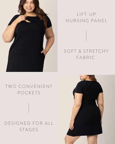 Image of Kindred Bravely Eleanora Ultra Soft Maternity Nursing Dress | Short Sleeve Breastfeeding Dress with Pockets