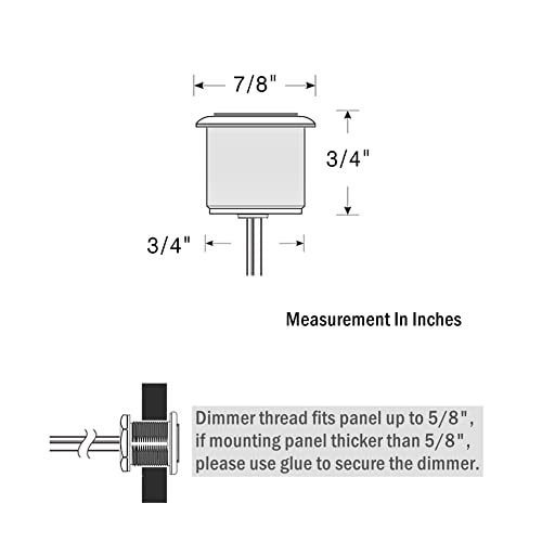 12V Light Dimmer, Recessed Mount Stainless 12 Volt Pwm Dimmer Switch For Rv Boat Car Lighting, Press Dimming Switch For 12V Led Strip Light Rope Light, 3/4” Drill Hole Dc12V 6 Amps #TOP6