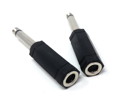 DRUT 2pcs 6.35mm 1/4 Mono Jack Plug to 6.35mm 1/4 Stereo Socket Cable Converter Adapter (Black) - Image 4