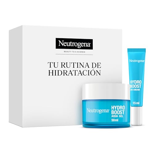 Neutrogena Rutina Hydro Boost, pack con Gel de Agua hidratante facial (50 ml) y Contorno de Ojos antifatiga (15 ml), set con Ácido Hialurónico para 72 h de hidratación