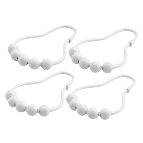 Levemolo 4pcs Ball Hanging Ring Pulley Set White Curtain Rings Pink Shower Curtain Hooks Curtain Hooks with Clip Decorative Silver Shower Curtains Hooks Bathroom Round Bronze Bendable Metal