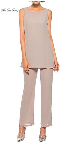 Effortlessly Elegant: Caramel Chiffon Pantsuit for Memorable Weddings - Image 2