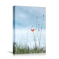 Canvas Wall Art Lone Flower in Field Bohemian Colorful Floral Group Multicolor Photography - 12x18 inches