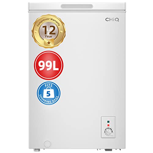 CHiQ FCF98D 99L, Freestanding White Chest Freezer,...