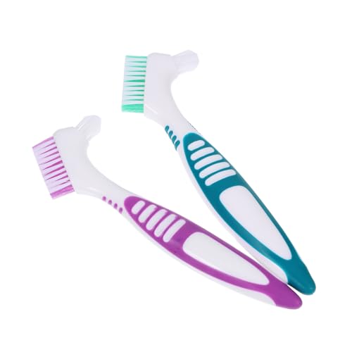 2Piezas Dentaduras Postizas de Doble Cara para Limpieza de Prótesis y Cuidado Bucal Casa