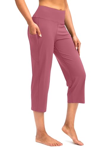 Image of G Gradual Capri Pants for Women High Waist Workout Yoga Pants with Pockets Tummy Control Leggings Crop Straight