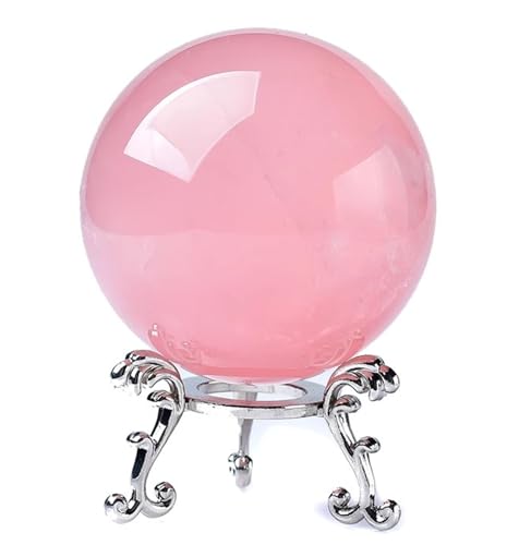Hand-Polished Rose Quartz Crystal Ball, Orb Ornament for Love, ecorative Feng Shui Sphere for Home Office Decor,9cm Gemstone Sto