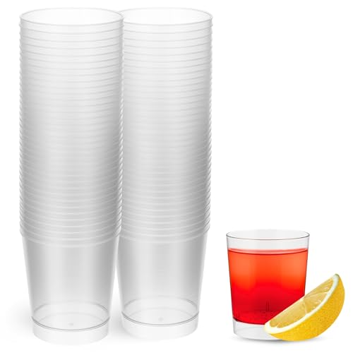 Vasos de Chupito de Plástico, shot glass, Vasos para tequila, Reutilizables y Reciclables, Apto para fiestas, bodas, Despedidas Soltera/o, Plástico duro, Capacidad 33 cc, Pack 500 vasos