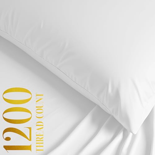 LINENWALAS Luxurious 1200 Thread Count Supima Cotton Single Size Duvet Cover Set 140x200 cm, Premium Cotton Zipper Closure and Corner Ties, Soft Premium Bedding Set (Single, White) - Image 5