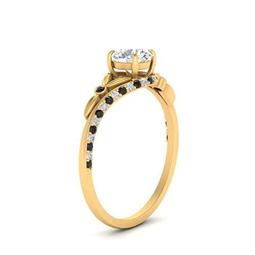 Image of 55Carat Choose Your Gemstone Floral Accent Swirl Diamond CZ Ring Yellow Gold Plated Round Shape Halo Engagement Rings Everyday Jewelry Wedding Jewelry Handmade Gifts for Wife US Size 4 to 12