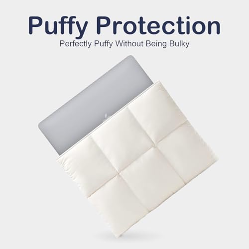 Image of ProElite Puffy Tablet sleeve Case upto 13.3 inch for Samsung Galaxy Tab S10 Fe+ /S9 FE+ /S7+ /S8 Plus /S9 Plus /S7 FE 12.4 inch, iPad Pro 12.9 inch, MacBook Air /Pro Retina, Microsoft Surface Pro 4 /5 /6 /7 /8 /9, Beige