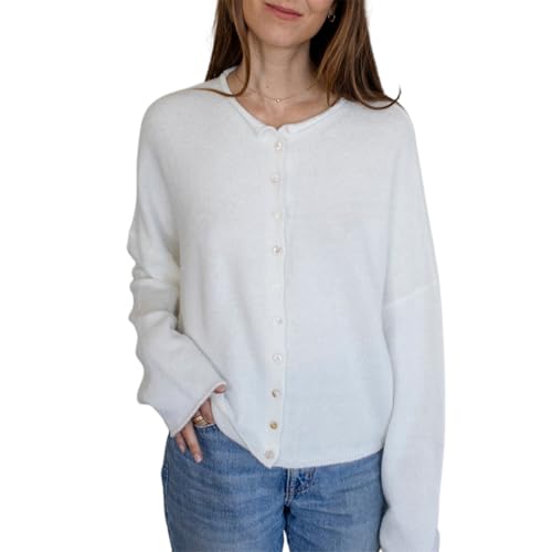 Image of Women Y2k Knitted Cardigan Long Sleeve Button Down Sweater Lightweight Casual Cardigan Loose Fall Streetwear