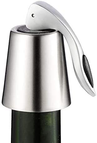 Hmeisweet 2個セット ステンレス シルバー ワインストッパー ボトルキャップ 密閉栓 炭酸抜け防止栓 バキュームポンプ 真空ポンプ 鮮度を保持 日付スケール