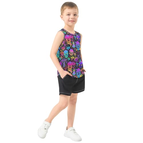 susiyo Bright Mushrooms and Skulls Boys Sleeveless Tank Top Toddler Athletic T Shirts4