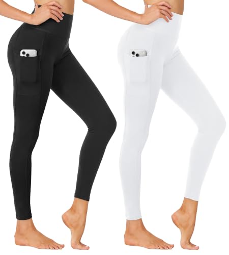 Plus Size Leggings for Women - High Waisted Black Tummy Control Super Soft