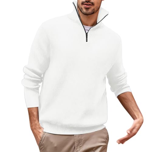 Mens Quarter Zip Pullover Sweater Turtleneck Casual Knit Long Sleeve Sweaters for Men Fashion Fall Winter