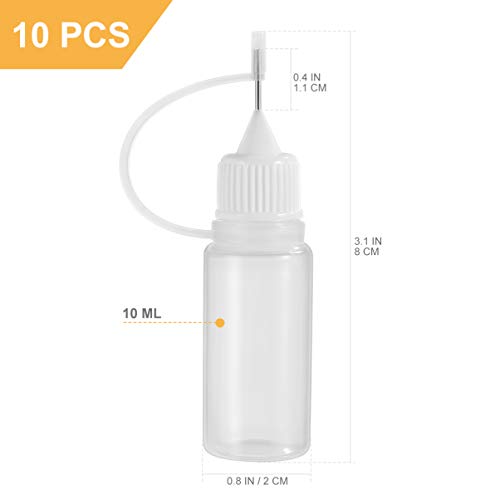 Botellas de pegamento con punta de aguja EXCEART de 10 ml para aplicar sin derrames 3